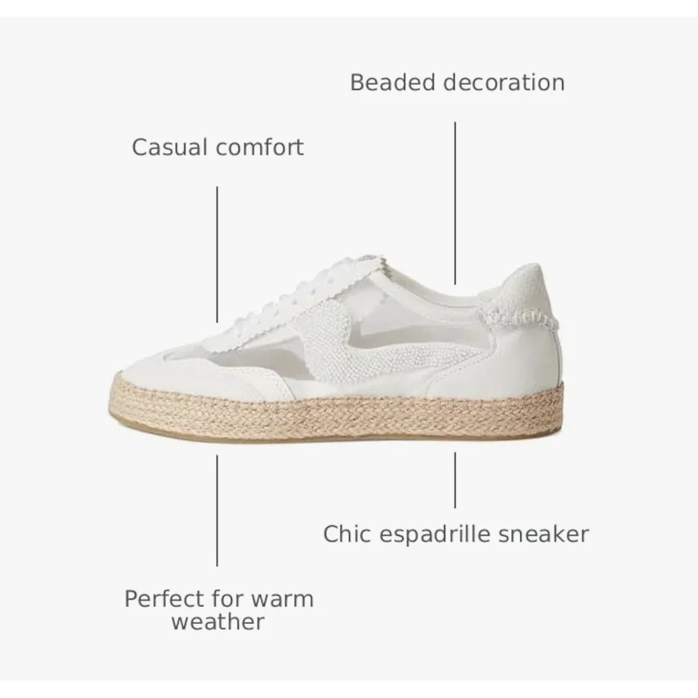 New Dolce Vita Size-9.5 Womens Notice Espadrille Sneaker in White‎ Mesh